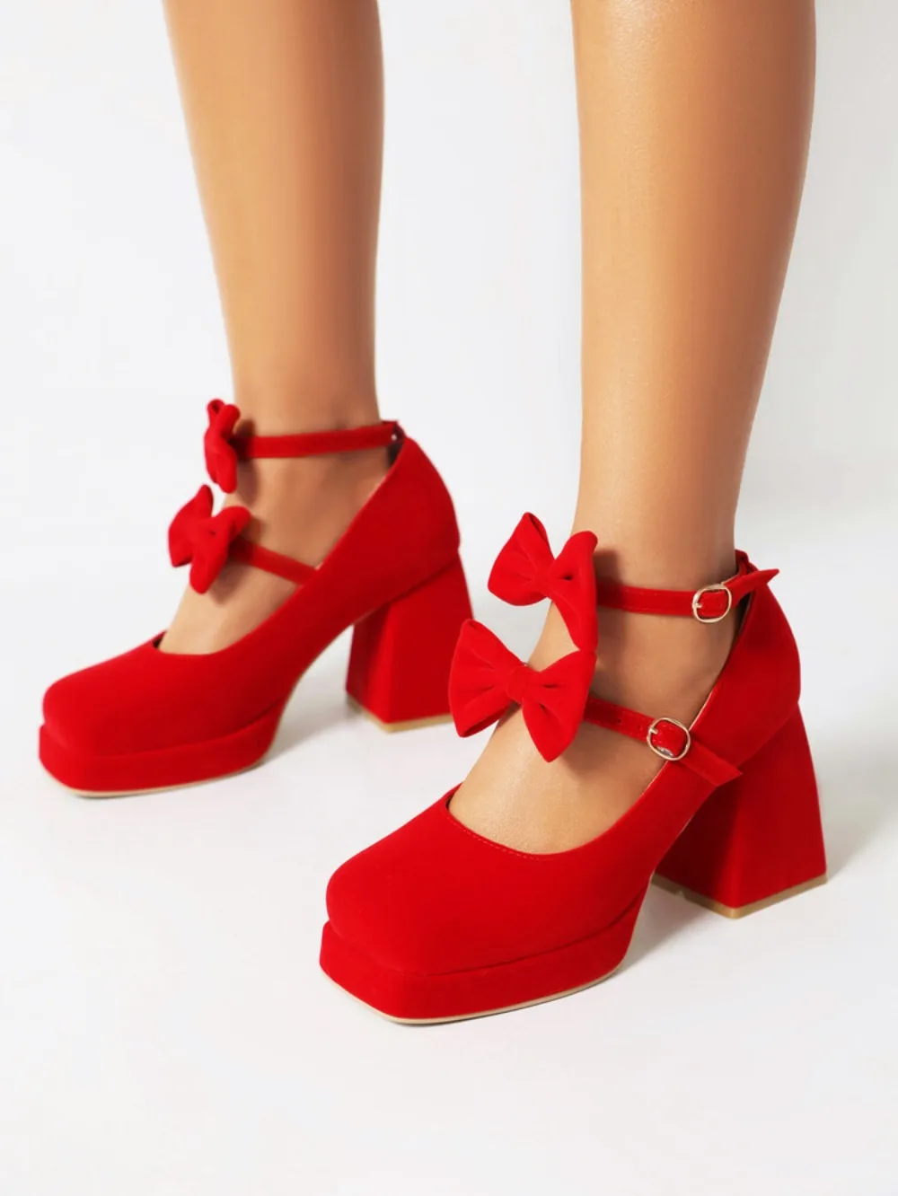 Women's Double Bowtie Straps Chunky High Heel Velvet Pumps Sweet Princess Lolita Cosplay Wedding Birthday Party Mary Janes Shoes
Women's Double Bowtie Straps Chunky High Heel Velvet Pumps Sweet Princess Lolita Cosplay Wedding Birthday Party Mary Janes Shoes