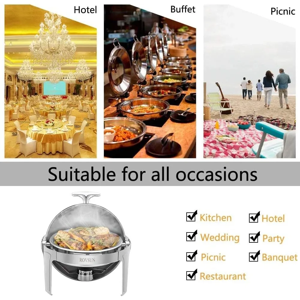 3-Pack 6 Quart Full Size Roll Top Chafing Dish Buffet Set Stainless Steel Chafer with Food Pan And Water Pan NSF Certified for
3-Pack 6 Quart Full Size Roll Top Chafing Dish Buffet Set Stainless Steel Chafer with Food Pan And Water Pan NSF Certified for