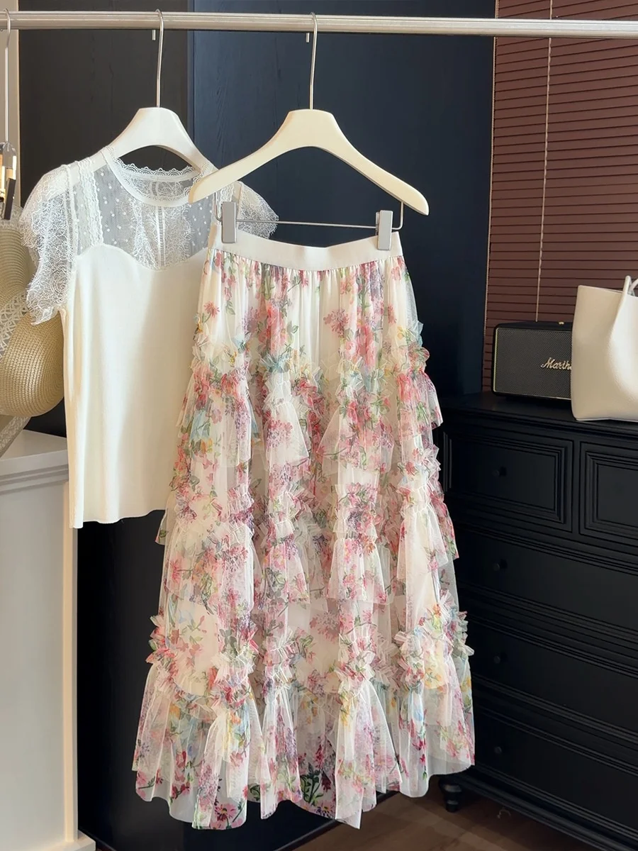 Heavy Work Mesh Print Skirt Women's Half-length Puffy Cake Skirt Casual Style A-line Polyester Fabric Summer Season
Heavy Work Mesh Print Skirt Women's Half-length Puffy Cake Skirt Casual Style A-line Polyester Fabric Summer Season