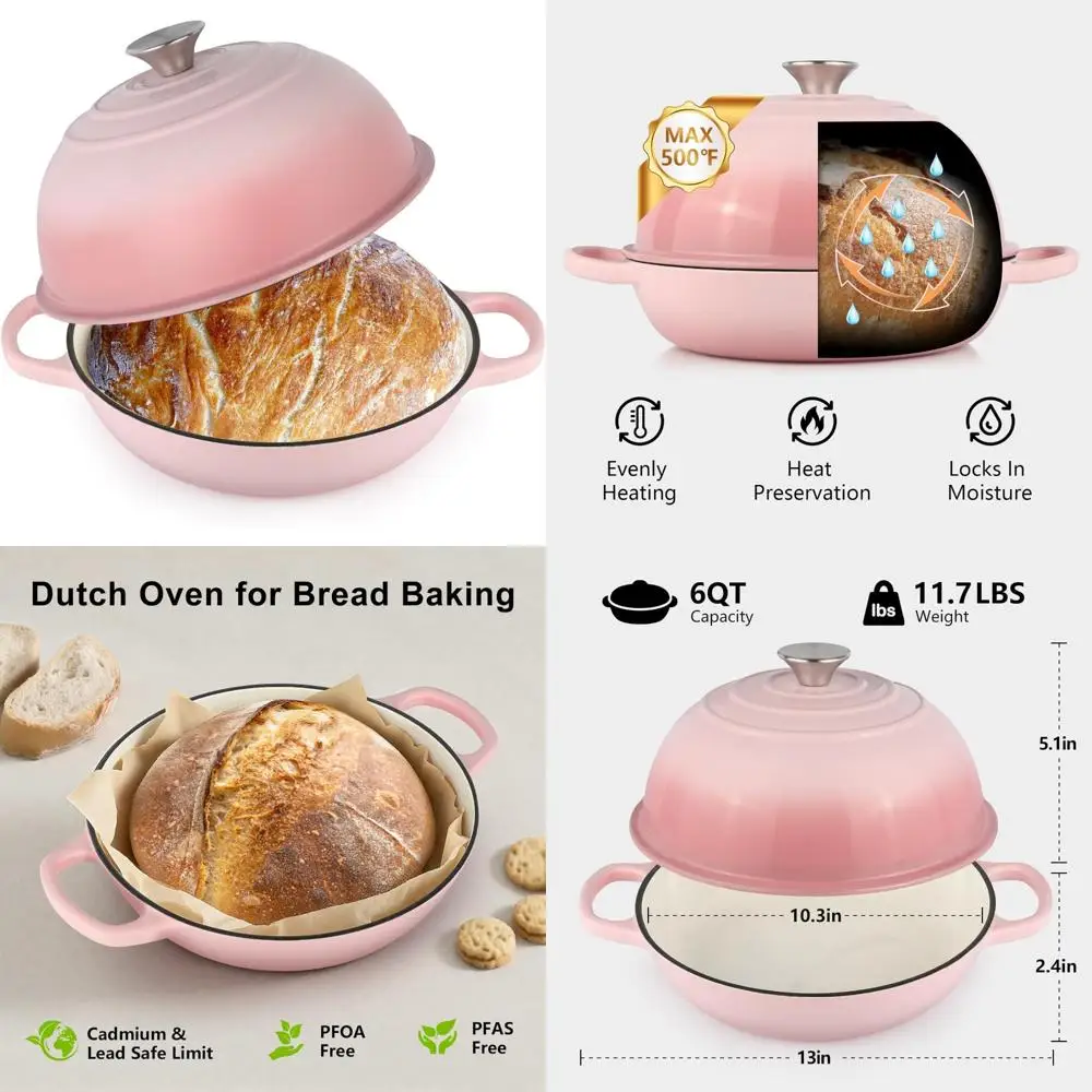 Enameled Cast Iron Dutch Oven Pot with Lid, Perfect for Sourdough Bread Baking, Roasting, Stewing, and Soup, Non-Stick Surface,
Enameled Cast Iron Dutch Oven Pot with Lid, Perfect for Sourdough Bread Baking, Roasting, Stewing, and Soup, Non-Stick Surface,