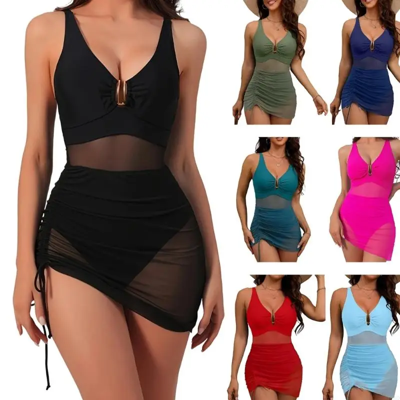 Women Piece Skirted Swimsuit with Briefs Ruched V Neck Swimdress with Adjustable Drawstring for Swimming Sunbathing 69HD
Women Piece Skirted Swimsuit with Briefs Ruched V Neck Swimdress with Adjustable Drawstring for Swimming Sunbathing 69HD