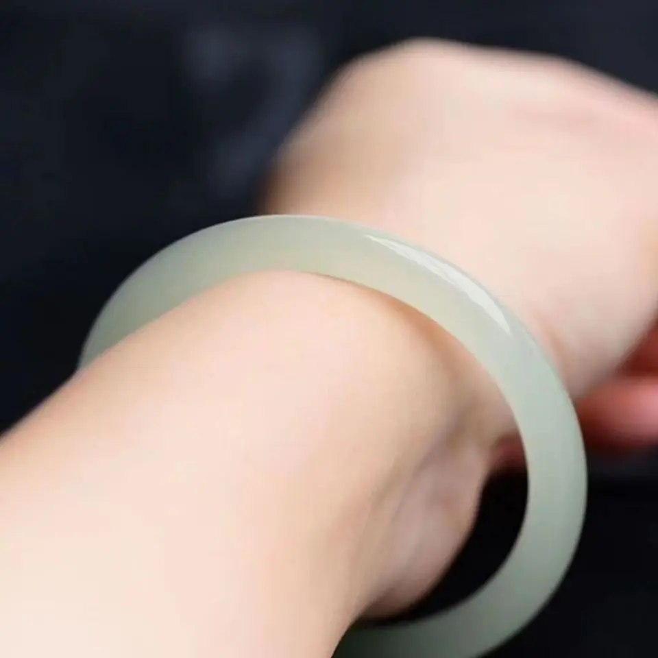 New Material Hetian Jade Greenish White Jade Couple Bracelet Women's round Simple Vintage Bracelet Jade Bracelets
New Material Hetian Jade Greenish White Jade Couple Bracelet Women's round Simple Vintage Bracelet Jade Bracelets