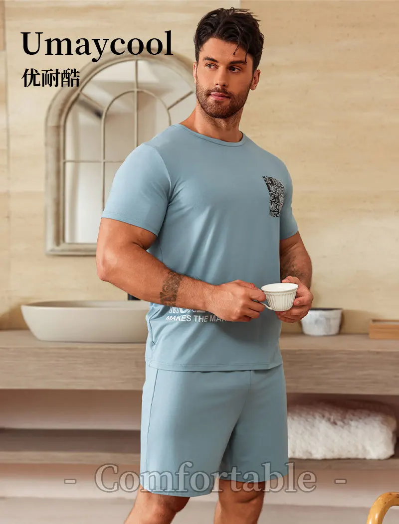 Men's pajamas men's spring and summer thin new pullover shorts loose two-piece set solid color fashionable home clothing
Men's pajamas men's spring and summer thin new pullover shorts loose two-piece set solid color fashionable home clothing