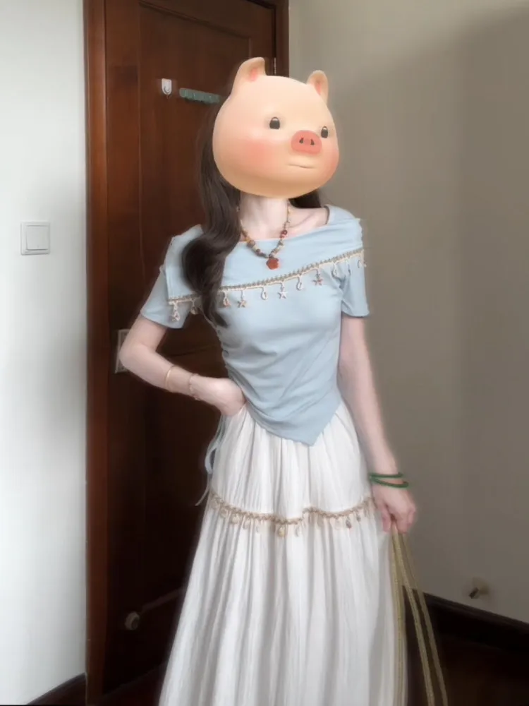 Slim Fit ort Sve T-irt Women's Summer Design Sense Irregular Fringe Pure Color Korean Sle Top Quali Ladies' Tee
Slim Fit ort Sve T-irt Women's Summer Design Sense Irregular Fringe Pure Color Korean Sle Top Quali Ladies' Tee