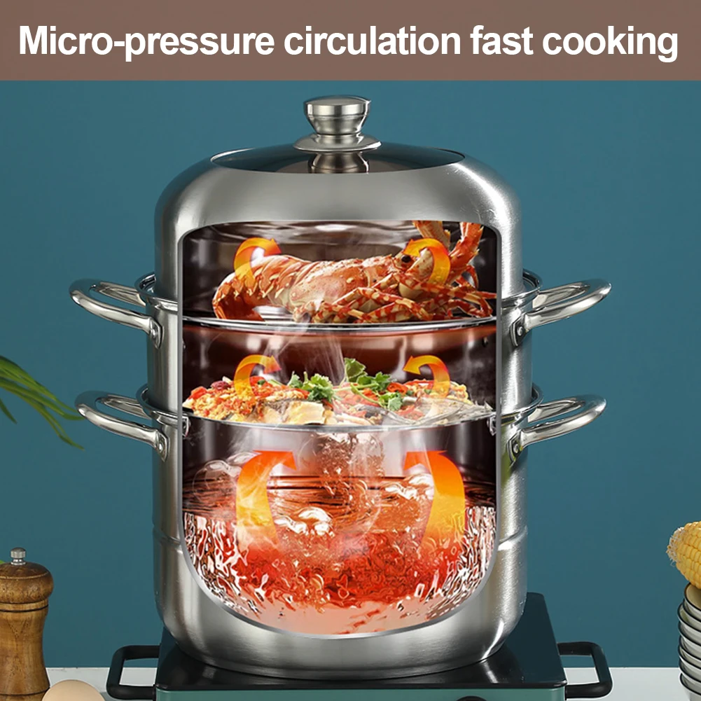 Stainless Steel Soup Steam Pot with Steamer Basket Stockpot Cookware with Handle Steamer Pot for Home Kitchen
Stainless Steel Soup Steam Pot with Steamer Basket Stockpot Cookware with Handle Steamer Pot for Home Kitchen
