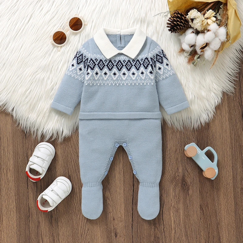 Baby Rompers Fashion Geometry Turn-down Long Sleeve Foot Wrap Autumn Warm Newborn Boys Jumpsuit Knitted Infant Kid Clothing 0-9M
Baby Rompers Fashion Geometry Turn-down Long Sleeve Foot Wrap Autumn Warm Newborn Boys Jumpsuit Knitted Infant Kid Clothing 0-9M