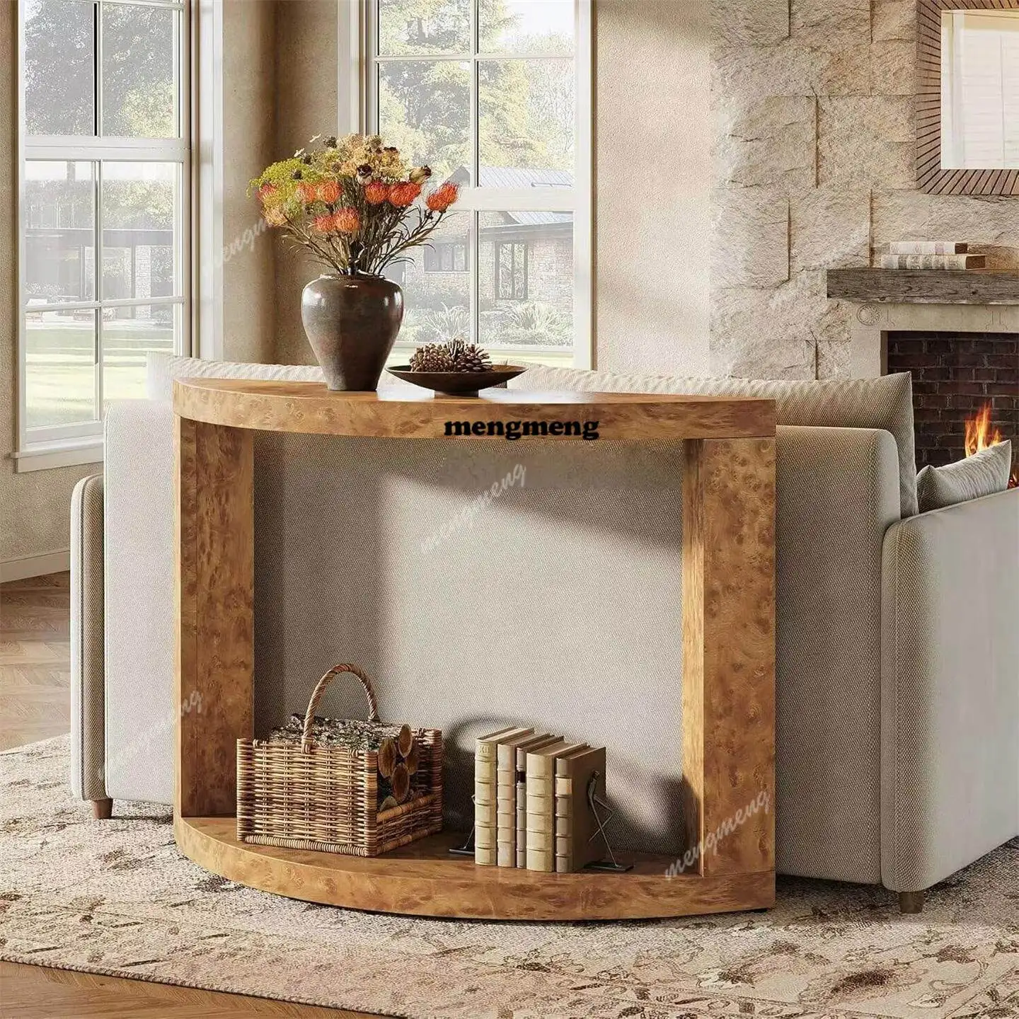 Medieval solid wood semicircular entrance table, living room, sofa back, decorative table, tree household tree tumor pattern
Medieval solid wood semicircular entrance table, living room, sofa back, decorative table, tree household tree tumor pattern