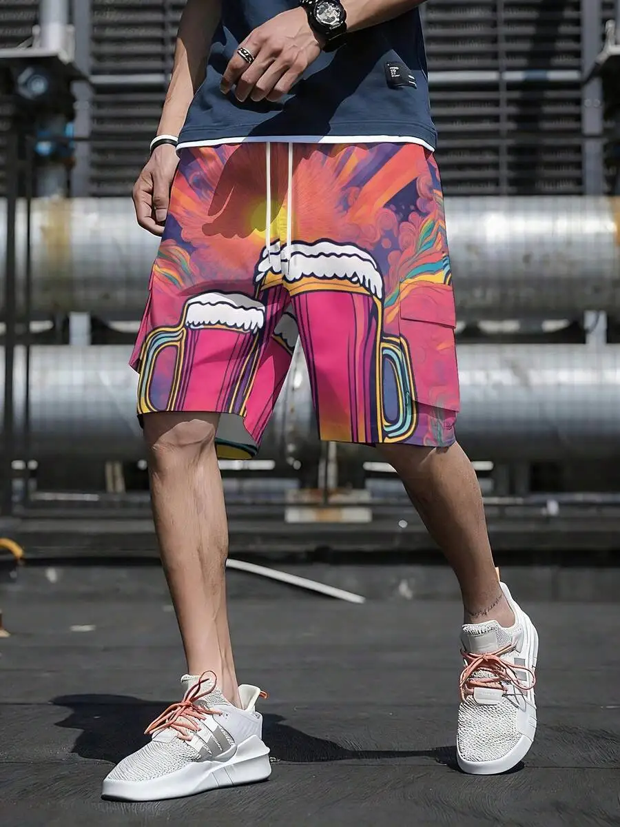 Mens Beer-Themed Colorful Woven Cargo Shorts For Summer
Mens Beer-Themed Colorful Woven Cargo Shorts For Summer