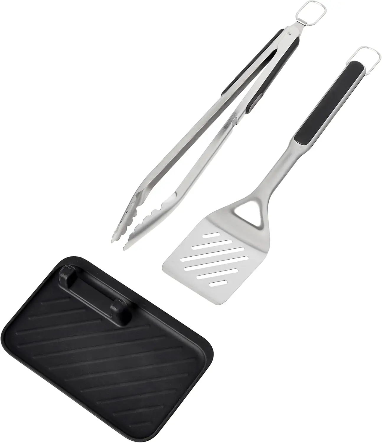 Good Grips Grilling Tools, 3pc Set-Tongs, Turner Rest, Black
Good Grips Grilling Tools, 3pc Set-Tongs, Turner Rest, Black