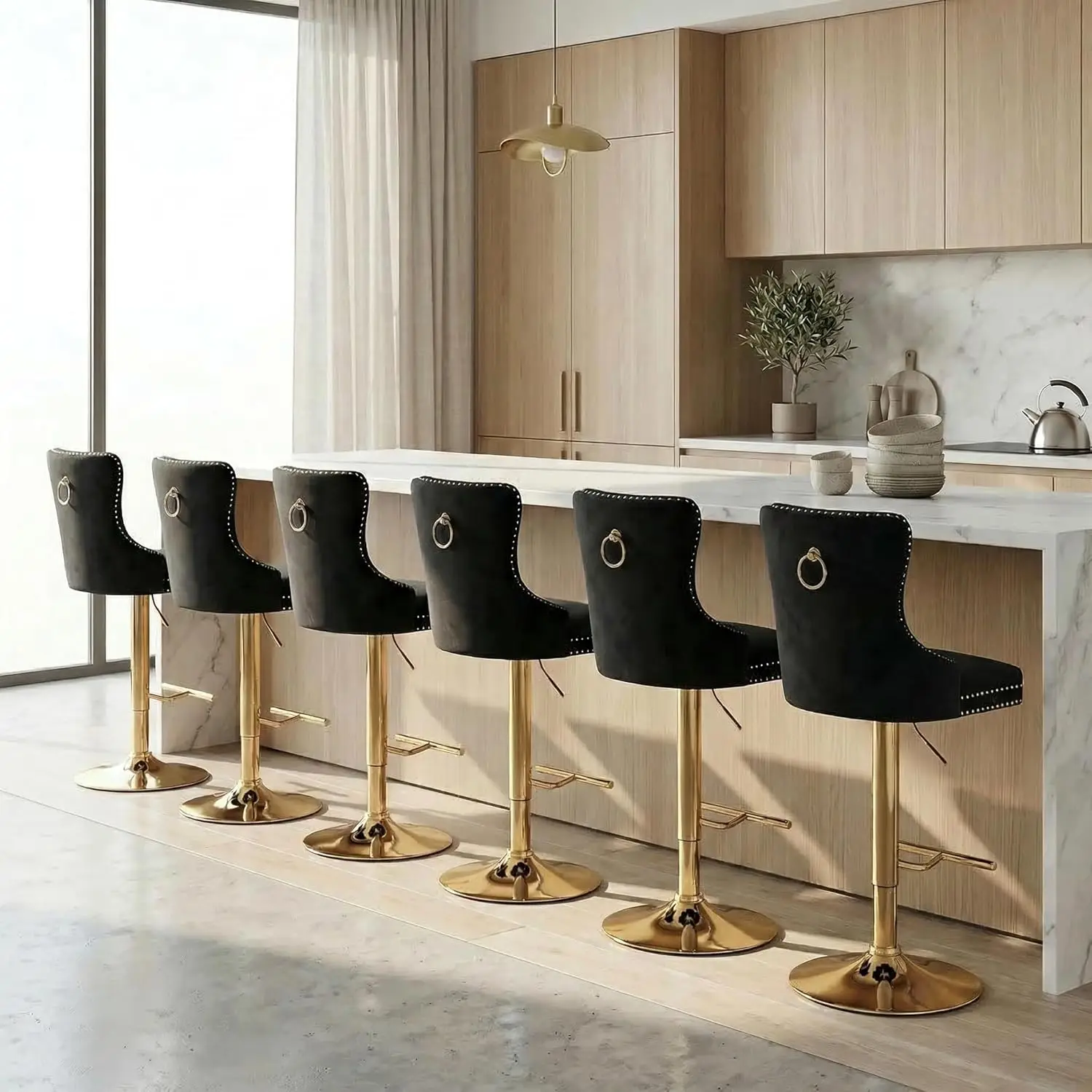 Velvet Bar Stools Set of 6, Adjustable Counter Height Barstools with Back for Kitchen Island, Modern Swivel Bar, Customized
Velvet Bar Stools Set of 6, Adjustable Counter Height Barstools with Back for Kitchen Island, Modern Swivel Bar, Customized