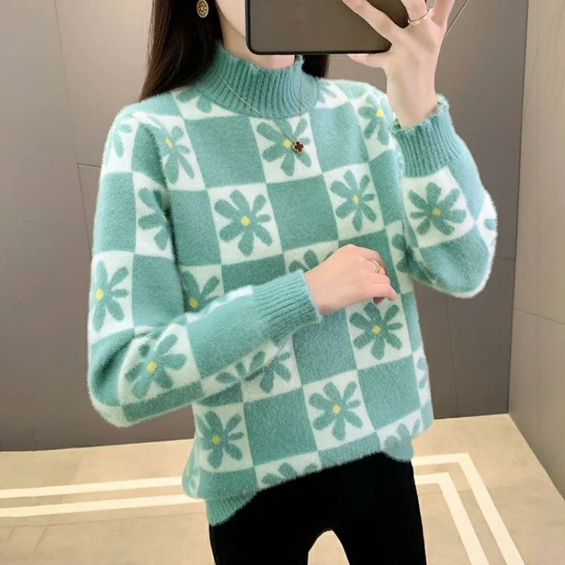 Pullover Mink Velvet Knitting Sweater Women's Outside Wear Fashion Inside With Loose Bottoming Shirt Tops Autumn Winter 2025 New
Pullover Mink Velvet Knitting Sweater Women's Outside Wear Fashion Inside With Loose Bottoming Shirt Tops Autumn Winter 2025 New
