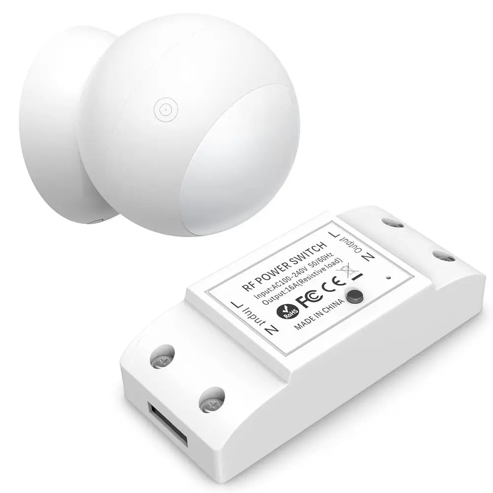 WirelMotion Sensor Switch Kit with Split Sensor & Switch, PIR Motion ted Power Switch with Timer, Indoor Motion r or Lights & Ex