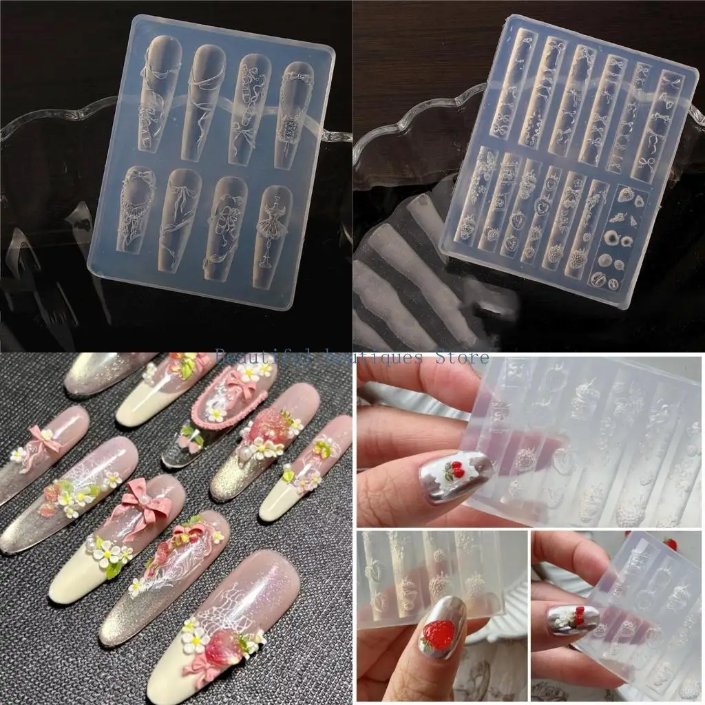 U4LF Silicone Mould for Embossed Nail Art Stickers Intricate Floral Lace Bowknot Designs Crafting Easy Application
U4LF Silicone Mould for Embossed Nail Art Stickers Intricate Floral Lace Bowknot Designs Crafting Easy Application