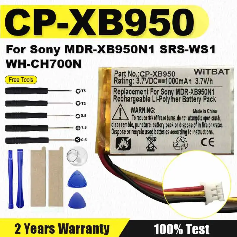 Brand-New Replacement Battery CP-XB950 For Sony MDR-XB950N1 SRS-WS1 WH-CH700N Acumulator Batteries+tools
Brand-New Replacement Battery CP-XB950 For Sony MDR-XB950N1 SRS-WS1 WH-CH700N Acumulator Batteries+tools