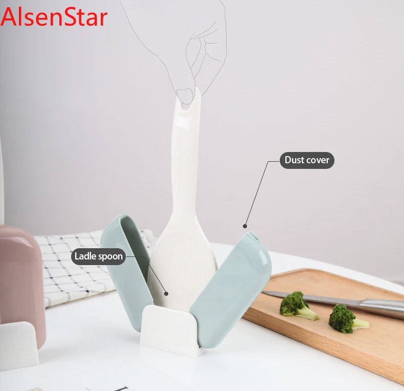 Kitchen Ladle With Holder Storage Box Household Automatic Opening and Closing Non Stick Rice Stand Spoon With Dust Cover
Kitchen Ladle With Holder Storage Box Household Automatic Opening and Closing Non Stick Rice Stand Spoon With Dust Cover