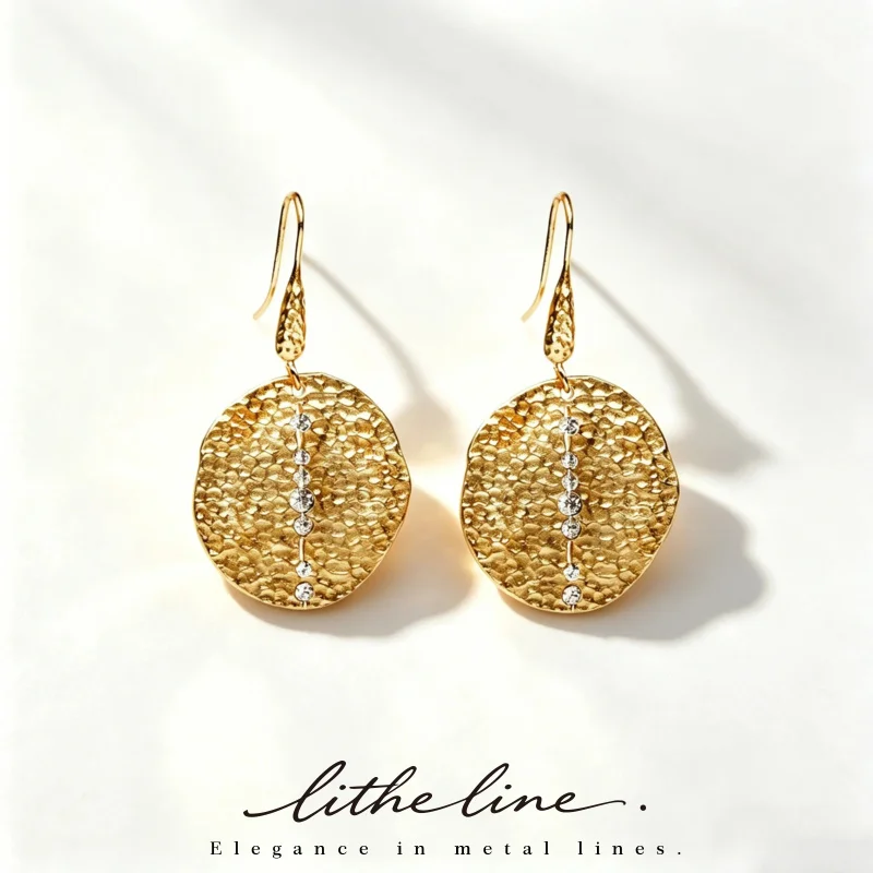 New Design 24K Gold Plated Circle Disc Drop earrings Hammered Coin Dangle Women Simple Brass Handmade Jewelry
New Design 24K Gold Plated Circle Disc Drop earrings Hammered Coin Dangle Women Simple Brass Handmade Jewelry