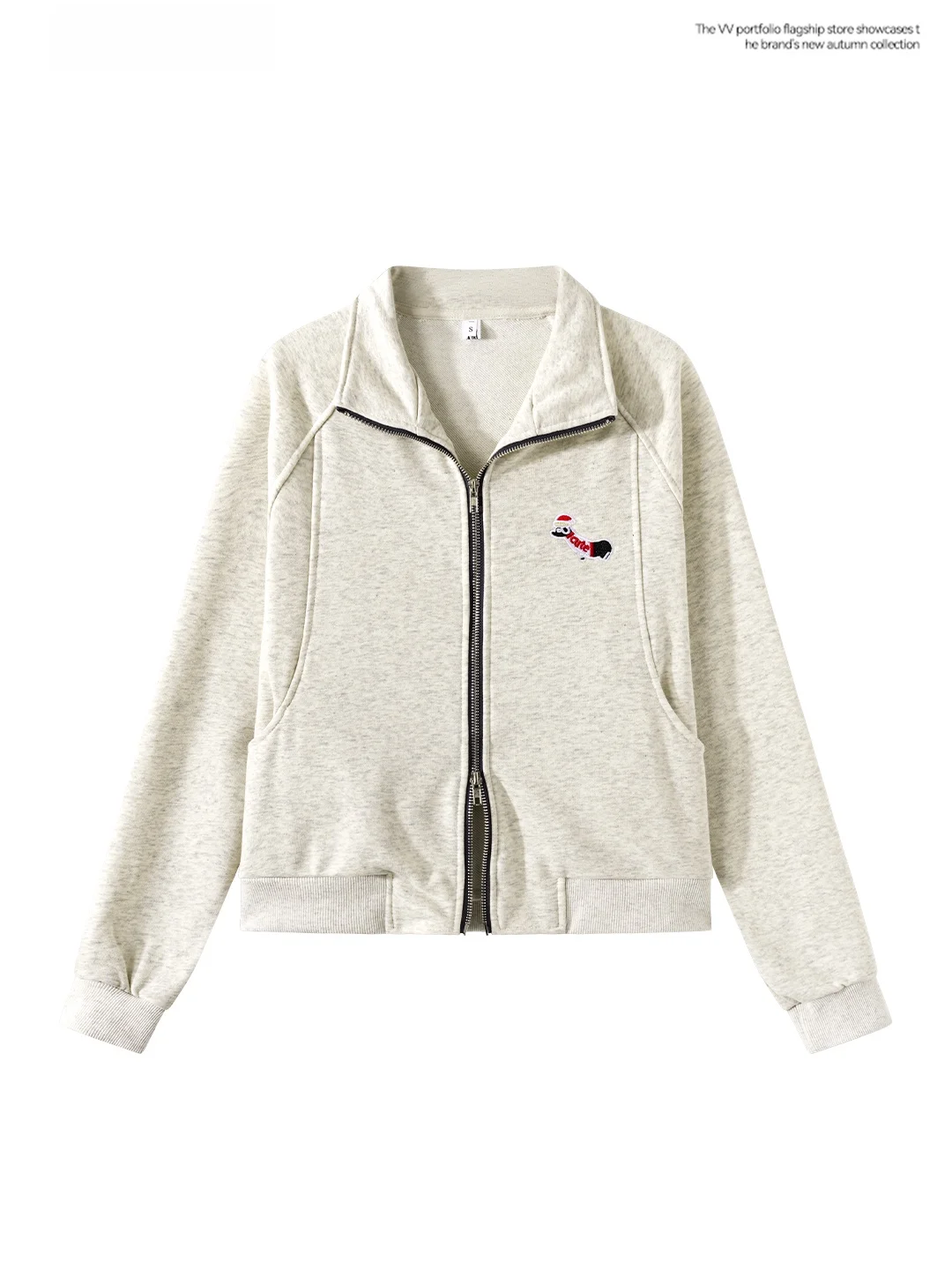 Korean Style Grey Long Sleeve Embroidered Dog Collar Sweatshirt Jacket Women Loose Shoulder Middle Length Top Autumn Fashion
Korean Style Grey Long Sleeve Embroidered Dog Collar Sweatshirt Jacket Women Loose Shoulder Middle Length Top Autumn Fashion