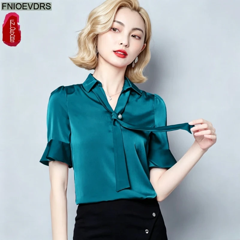 5 Colors Flare Sleeve Bow Tie Tops Blouses New Fashion 2026 Summer Woman Office Lady Solid Retro Elegant Shirts
5 Colors Flare Sleeve Bow Tie Tops Blouses New Fashion 2026 Summer Woman Office Lady Solid Retro Elegant Shirts