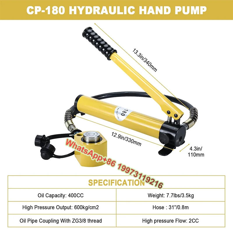 CP-180 Single Acting Manual Hydraulic Pump Low Profile Jack 10 Tons Power Pack Lifting Pump with 220V Voltage
CP-180 Single Acting Manual Hydraulic Pump Low Profile Jack 10 Tons Power Pack Lifting Pump with 220V Voltage