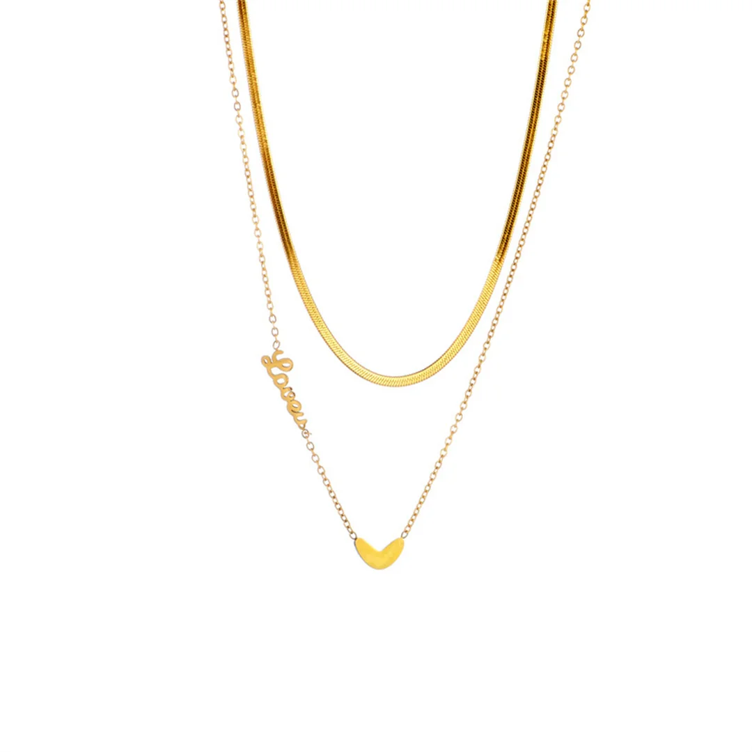 Punk Fashion Love Heart Charm Pendant Female Gold Color Stainless Steel Double Layer Snake Chain Necklace for Women Jewelry Gift
Punk Fashion Love Heart Charm Pendant Female Gold Color Stainless Steel Double Layer Snake Chain Necklace for Women Jewelry Gift