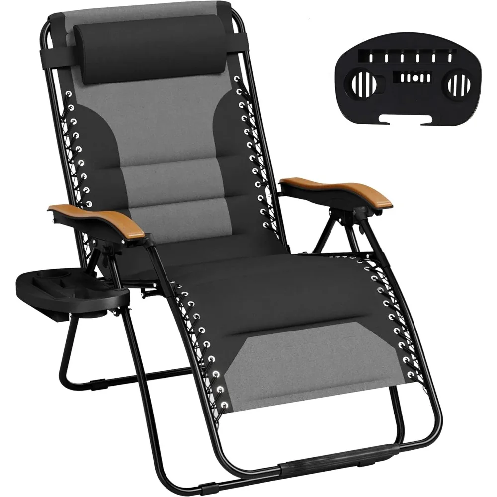 Zero Gravity Chairs, Oversized Patio Recliner Chair, Padded Folding Lawn Chair with Cup Holder Tray, Support 400lbs
Zero Gravity Chairs, Oversized Patio Recliner Chair, Padded Folding Lawn Chair with Cup Holder Tray, Support 400lbs