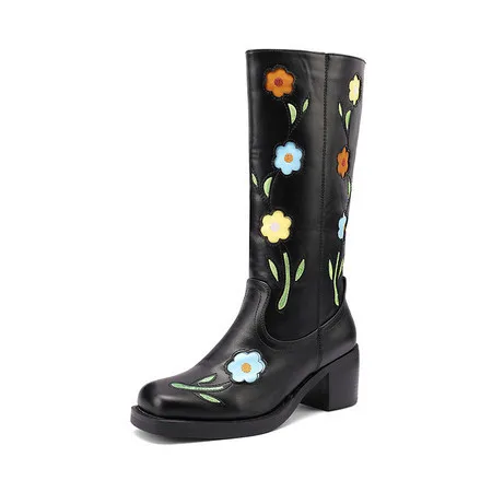 Women's Knee-High Boots Colorful Floral Embroidery Block Heel Playful Chic Style for Autumn/winter Daily Outings Casual Looks
Women's Knee-High Boots Colorful Floral Embroidery Block Heel Playful Chic Style for Autumn/winter Daily Outings Casual Looks