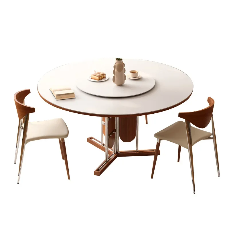 Retro solid wood rock slab dining table Small apartment Cream wind walnut solid wood round table
Retro solid wood rock slab dining table Small apartment Cream wind walnut solid wood round table
