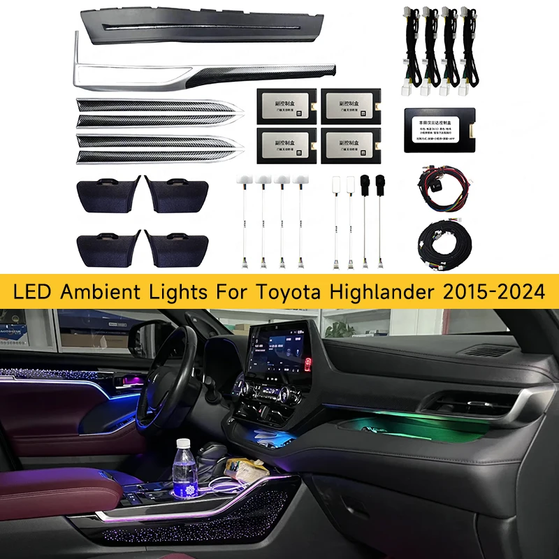 LED Ambient Lights For Toyota Highlander 2015-2024 Models 64 Colors Rainbow Atmosphere Lamps APP/ Car Play/Car Radio Control
LED Ambient Lights For Toyota Highlander 2015-2024 Models 64 Colors Rainbow Atmosphere Lamps APP/ Car Play/Car Radio Control