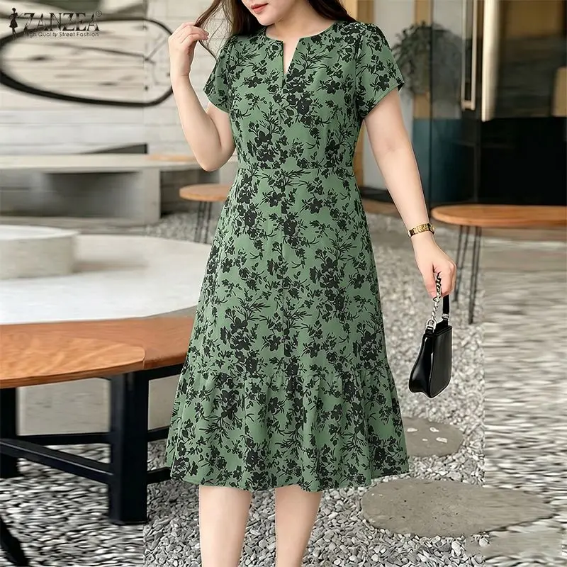 ZANZEA Women's Elegant Floral Print Midi Dress V-Neck Short Sleeve Ruffled Hem A-Line Dresses Summer Daily Casual Robes Femme
ZANZEA Women's Elegant Floral Print Midi Dress V-Neck Short Sleeve Ruffled Hem A-Line Dresses Summer Daily Casual Robes Femme