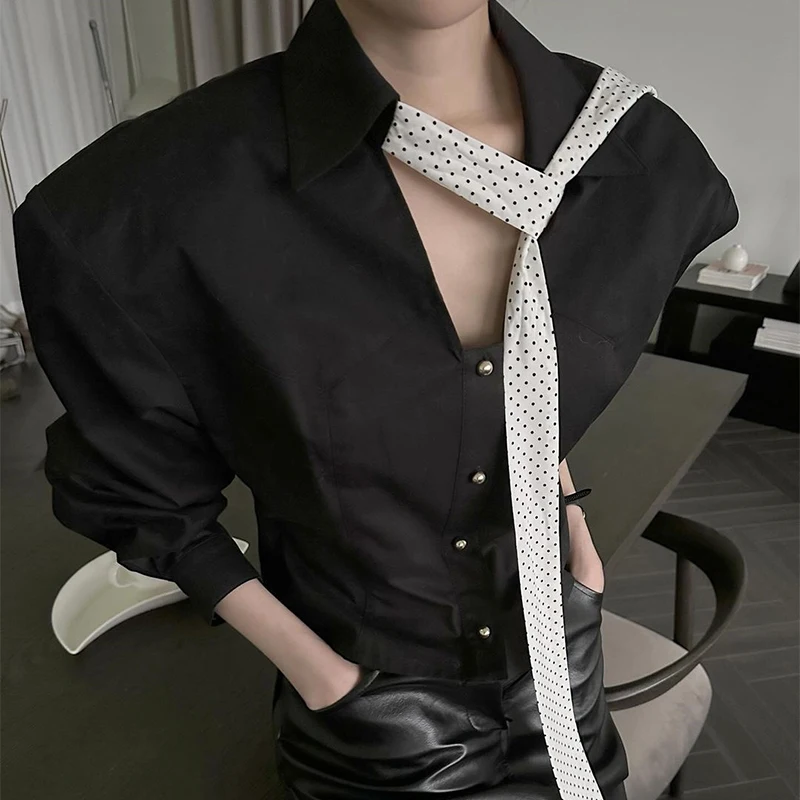 Contrast Lace Up Turn-down Collar Shirts Women Single Breasted Long Sleeve Top White Shirt Korean Fashion Clothing
Contrast Lace Up Turn-down Collar Shirts Women Single Breasted Long Sleeve Top White Shirt Korean Fashion Clothing