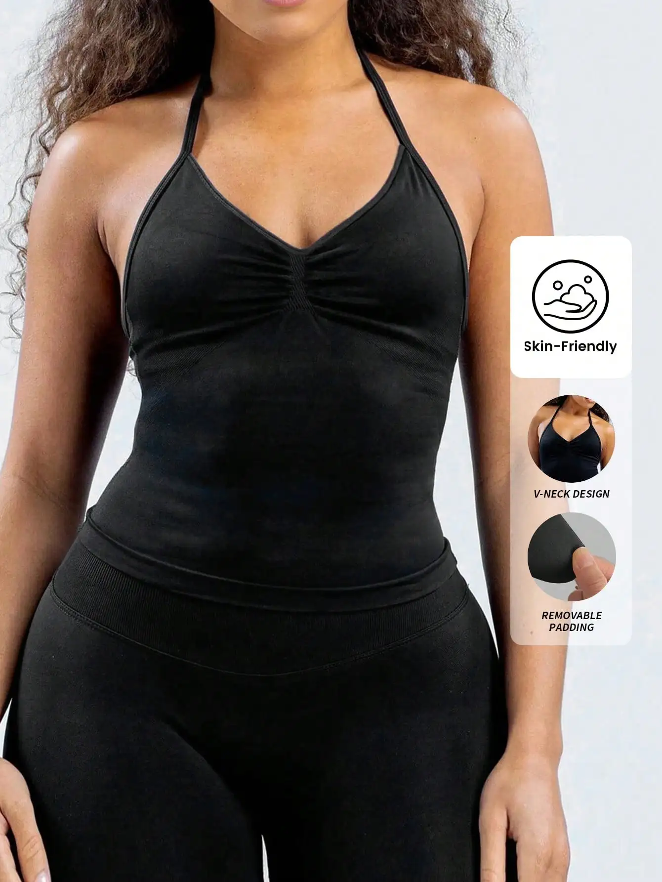 Женский топ для йоги с V-образным вырезом и регулируемыми бретелями, со съемными подушечками, из приятной для кожи эластичной ткани для спортзала и тренировок
Женский топ для йоги с V-образным вырезом и регулируемыми бретелями, со съемными подушечками, из приятной для кожи эластичной ткани для спортзала и тренировок