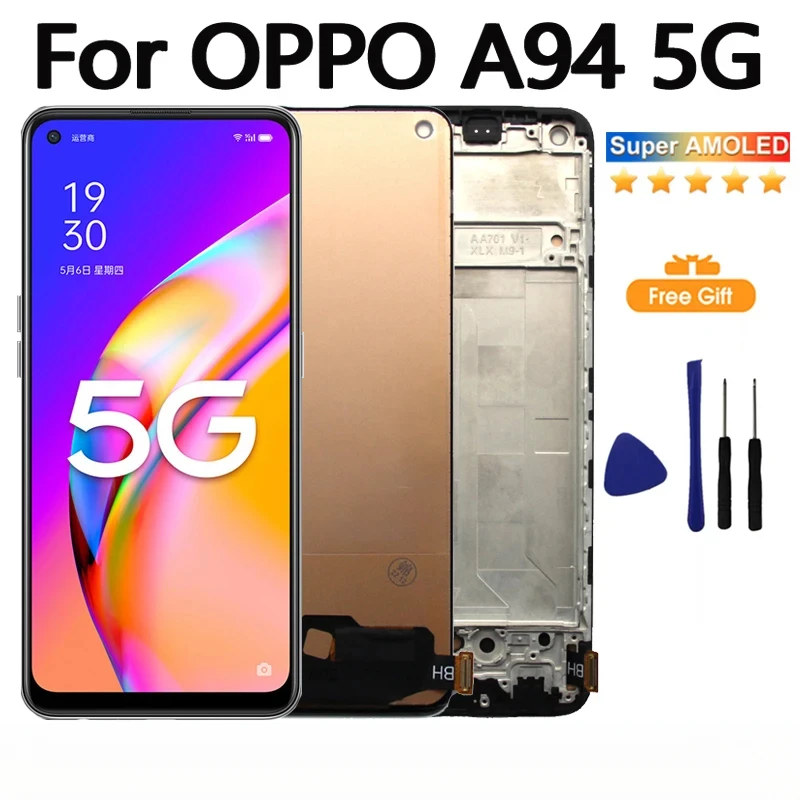 6,43 "AMOLED-дисплей для OPPO A94 5G, ЖК-дисплей, дигитайзер сенсорного экрана в сборе, замена CPH2211 A94 5G, экран
6,43 "AMOLED-дисплей для OPPO A94 5G, ЖК-дисплей, дигитайзер сенсорного экрана в сборе, замена CPH2211 A94 5G, экран