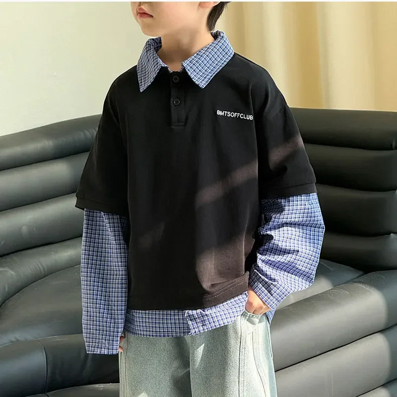 Children Polo Shirt Spring Autumn Fake Two-piece Sweatshirts for Kids Long Sleeve Boys Pullovers Teen Blue Plaid Polo Shirts
Children Polo Shirt Spring Autumn Fake Two-piece Sweatshirts for Kids Long Sleeve Boys Pullovers Teen Blue Plaid Polo Shirts