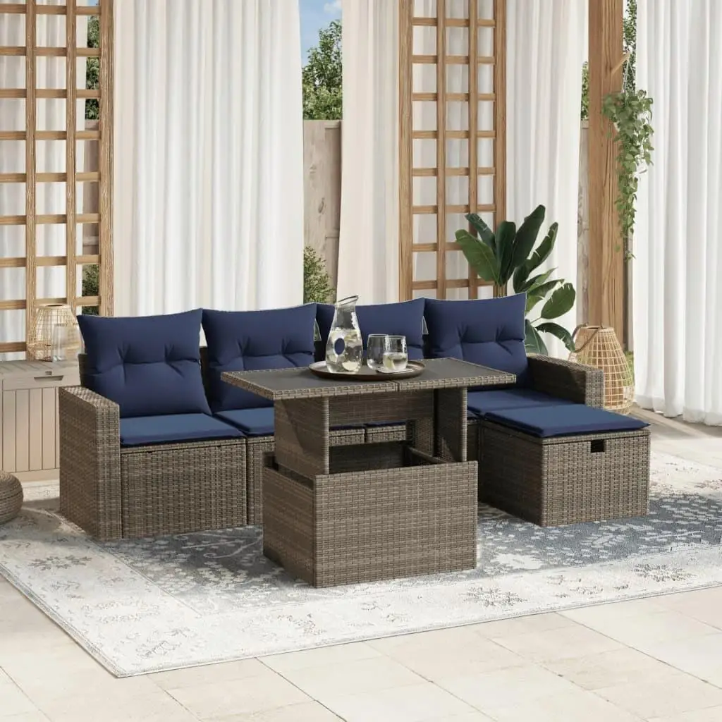 6 Piece Outdoor Sofa Set with Cushions Modern Gray Poly Rattan Furniture Garden Patio Seating
6 Piece Outdoor Sofa Set with Cushions Modern Gray Poly Rattan Furniture Garden Patio Seating