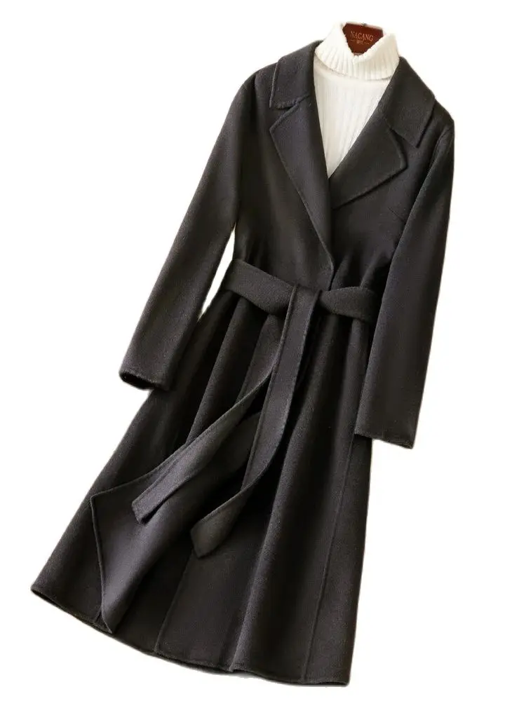 Trench Coat Style Women's Coat Autumn and Winter New Pure Wool Woolen Coat Lace-up Waist Slimming Coat Comfortable Loose Top
Trench Coat Style Women's Coat Autumn and Winter New Pure Wool Woolen Coat Lace-up Waist Slimming Coat Comfortable Loose Top