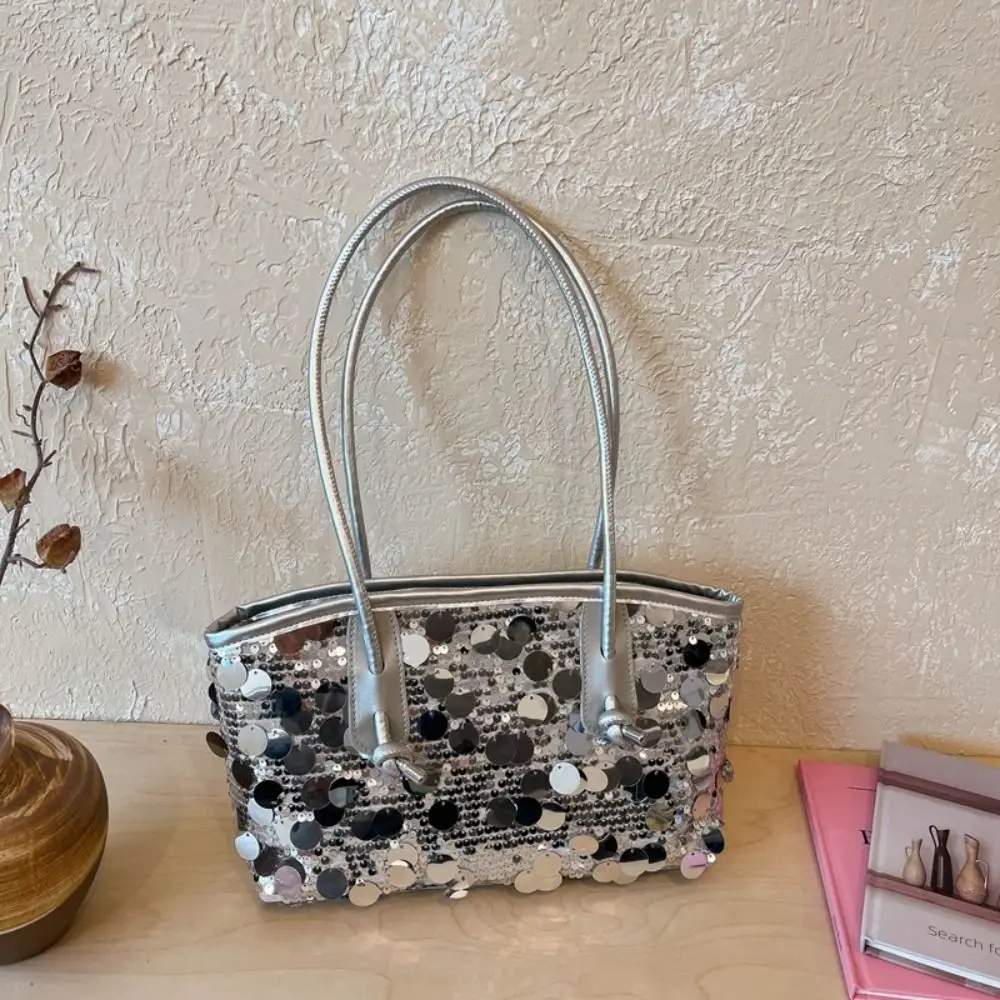 Simple Shiny Sequin Tote Bag Fashion Large Blingbling Handbag Underarm Bag Sequined Glitter Shoulder Bag Students
Simple Shiny Sequin Tote Bag Fashion Large Blingbling Handbag Underarm Bag Sequined Glitter Shoulder Bag Students