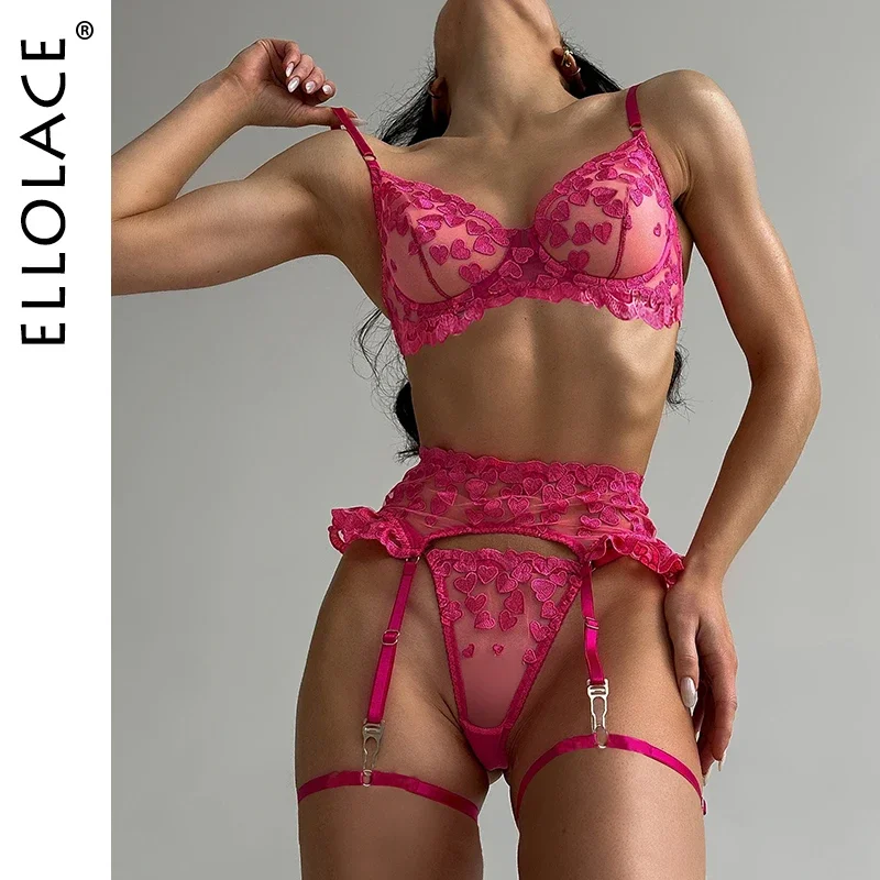 Ellolace Fancy Lingerie Heart-Shaped Embroidery Underwear Ruffle Garter Brief Sets See Through Luxury Lace Fairy Intimate
Ellolace Fancy Lingerie Heart-Shaped Embroidery Underwear Ruffle Garter Brief Sets See Through Luxury Lace Fairy Intimate