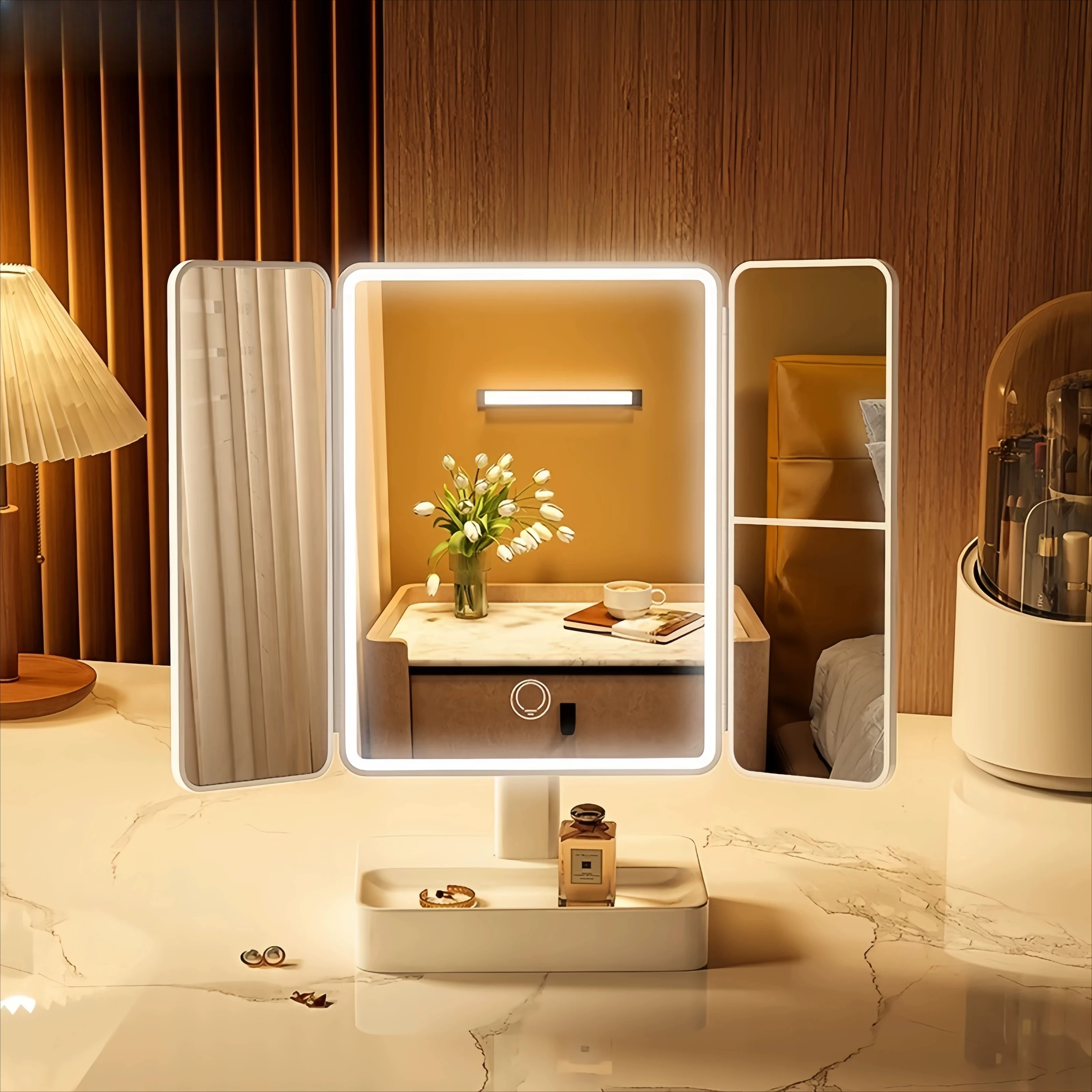 PYH Smart Makeup Mirror Desktop Desktop Folding LED filling light vanity mirror Portable beauty mirror
PYH Smart Makeup Mirror Desktop Desktop Folding LED filling light vanity mirror Portable beauty mirror