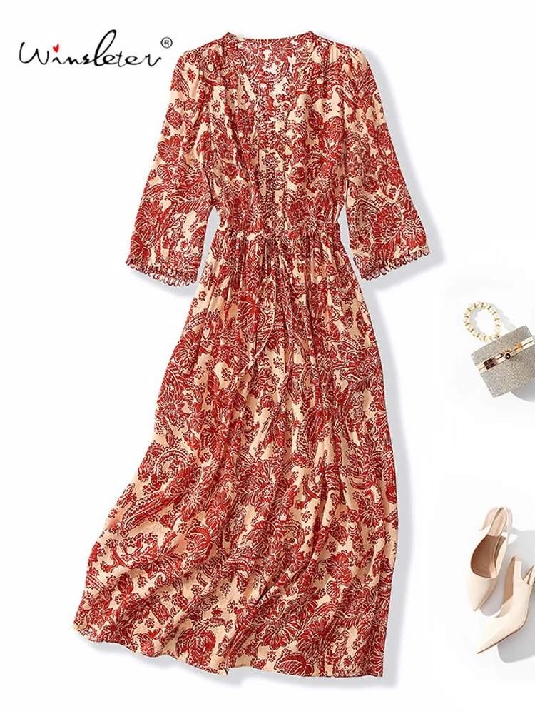 Winsleter-Women's 100%Real Silk Elegant Dress, Half Sleeve V Neck Print, Bohemia Beach Vacation Dresses, 2025 Summer D57839CC
Winsleter-Women's 100%Real Silk Elegant Dress, Half Sleeve V Neck Print, Bohemia Beach Vacation Dresses, 2025 Summer D57839CC