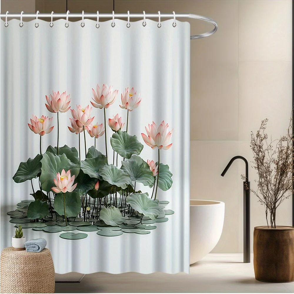 Lotus Flower Shower Curtain, Blooming Lotus & Leaves Design, Fade-Resistant Polyester, Machine Washable, Bath Decor
Lotus Flower Shower Curtain, Blooming Lotus & Leaves Design, Fade-Resistant Polyester, Machine Washable, Bath Decor