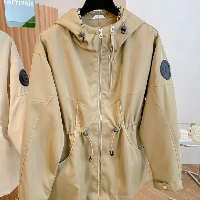 Spring AutumnNew Korean Hooded Women's Casual Windbreaker Joker Style Trench Coat Female Loose Slim Waist Outerwear Ladies Tops
Spring AutumnNew Korean Hooded Women's Casual Windbreaker Joker Style Trench Coat Female Loose Slim Waist Outerwear Ladies Tops