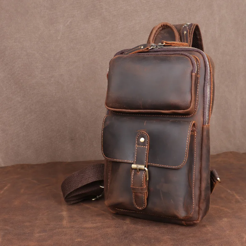 Men's retro handmade leather breast bag casual messenger first layer cowhide shoulder bag mad horse leather personality fashion
Men's retro handmade leather breast bag casual messenger first layer cowhide shoulder bag mad horse leather personality fashion