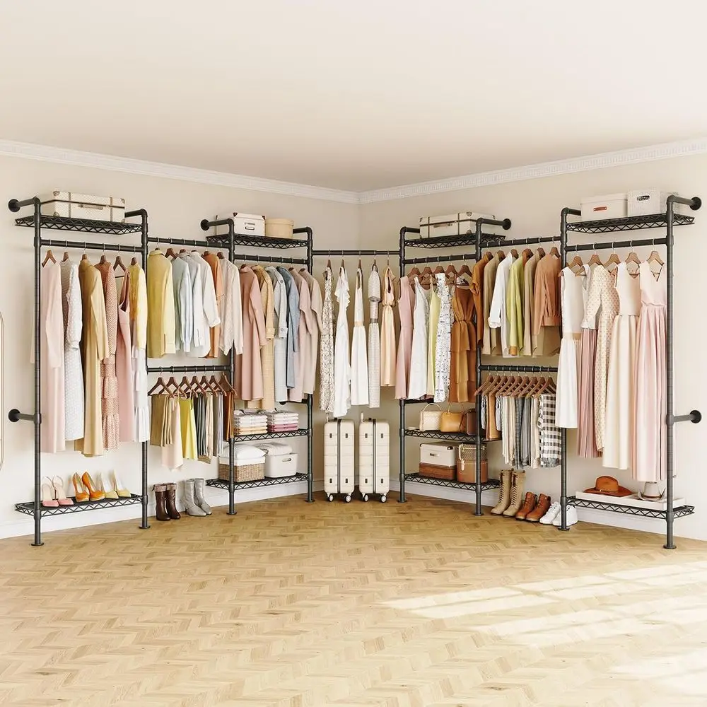 L7 Wall Mounted Industrial Pipe Clothing Rack – Heavy Duty ular Closet System with 9 Hanging Rods (6 Expandable) & 10 Adjustable
L7 Wall Mounted Industrial Pipe Clothing Rack – Heavy Duty ular Closet System with 9 Hanging Rods (6 Expandable) & 10 Adjustable