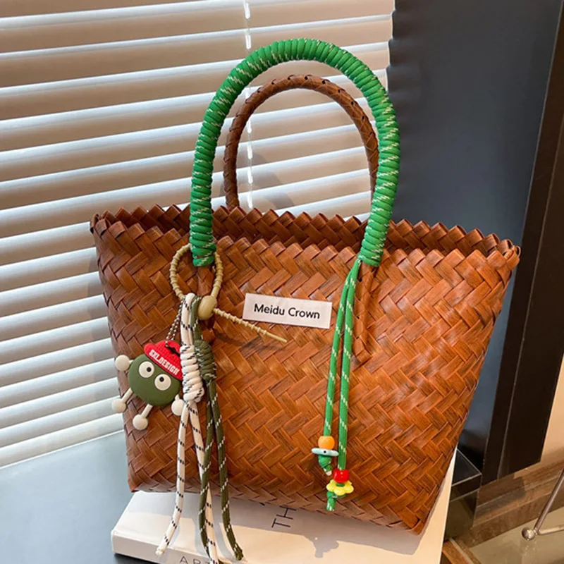 Summer 2025 Neo-Chinese Handwoven Rattan Market Basket Women Vintage Brown Large Capacity Tote Purse Chic Versatile
Summer 2025 Neo-Chinese Handwoven Rattan Market Basket Women Vintage Brown Large Capacity Tote Purse Chic Versatile