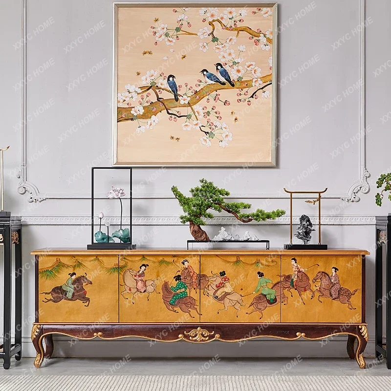 DV New Chinese-style painted high-end all-solid wood floor cabinet walnut living room combination coffee table TV cabinet
DV New Chinese-style painted high-end all-solid wood floor cabinet walnut living room combination coffee table TV cabinet