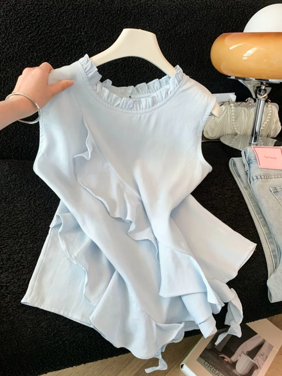 Blue Asymmetrical Hem Sleeveless round Neck Shirt Women's Summer Unique Beautiful Top Cotton Blend Casual Style No Brand
Blue Asymmetrical Hem Sleeveless round Neck Shirt Women's Summer Unique Beautiful Top Cotton Blend Casual Style No Brand