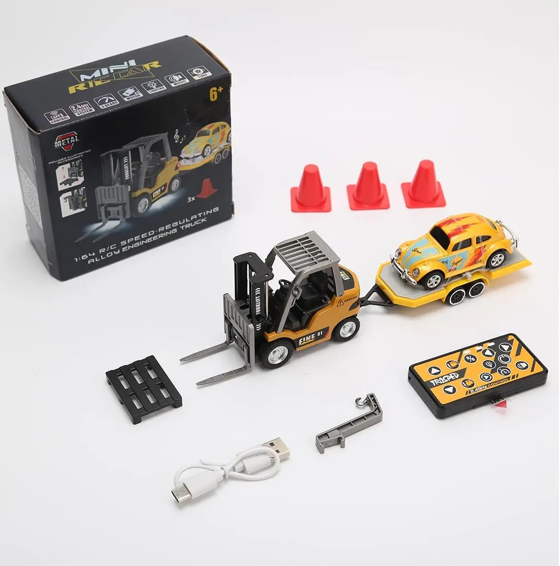1/64 RC Forklift 2 Mode Mini Remote Control Forklift Truck 2 in 1 Transformable Lift Fork & Hook with Lights & Sounds for Kids
1/64 RC Forklift 2 Mode Mini Remote Control Forklift Truck 2 in 1 Transformable Lift Fork & Hook with Lights & Sounds for Kids