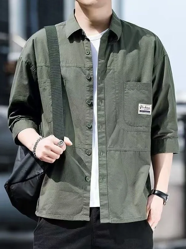 Men's Casual ort Sve irt Summer Turn-down Collar Wear-resistant Workwear Seven-quarter Sve Haome Outerwear
Men's Casual ort Sve irt Summer Turn-down Collar Wear-resistant Workwear Seven-quarter Sve Haome Outerwear
