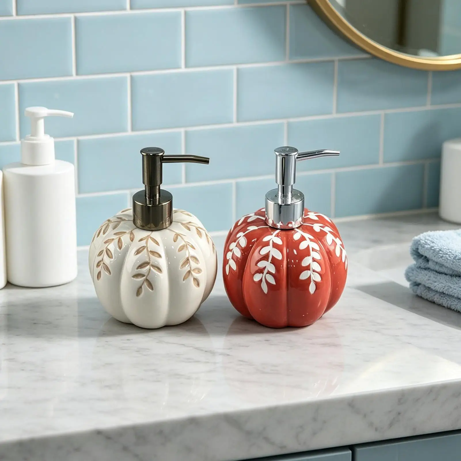 Pumpkin Soap Dispenser Kitchen Refillable Ceramic Funny Halloween Dish Soap Dispenser for Halloween Thanksgiving Harvest
Pumpkin Soap Dispenser Kitchen Refillable Ceramic Funny Halloween Dish Soap Dispenser for Halloween Thanksgiving Harvest
