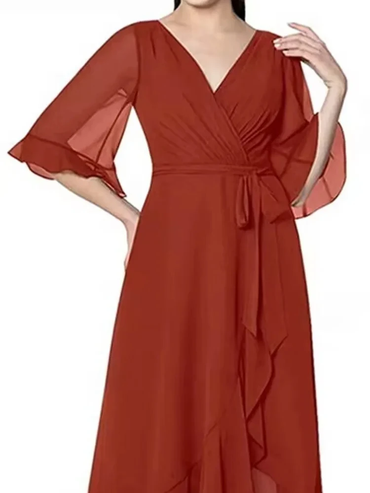 V-neck Half Sleeve Chiffon Evening Dress Elegant Ruffles Prom Gown A-line Irregular Design Birthday Party Dresses Vestido
V-neck Half Sleeve Chiffon Evening Dress Elegant Ruffles Prom Gown A-line Irregular Design Birthday Party Dresses Vestido